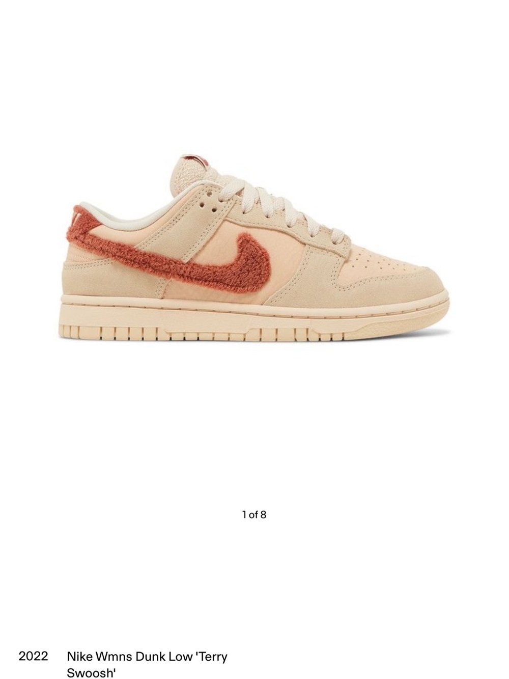 Nike Dunk Low Terry Swoosh Cream Blush Rust Women’s Size 9.5